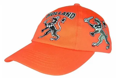 Productafbeelding van Holland Luxe Kinder Sandwich Cap - 6 panel oranje baseball cap met de Nederlandse leeuw erop gedrukt. baseballcap