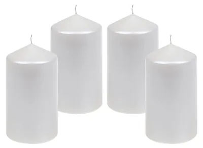 Produktbild von 4er Set Adventskranzkerzen "Edelglanz" Weiß 150/77 mm