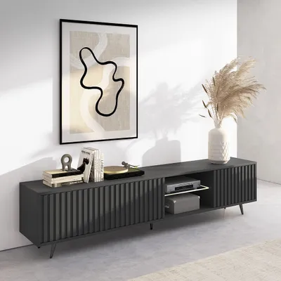 Produktbild von Selsey TV-Lowboard Bello, Schwarz, mit schwarzen Beinen, 175 cm breit