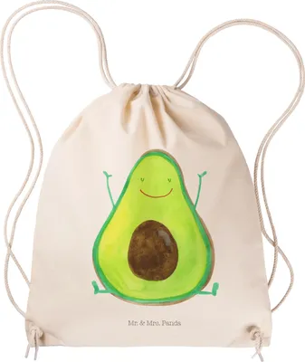 Produktbild von Mr. & Mrs. Panda Jutebeutel Avocado Glücklich - Transparent - Geschenk, Frucht, Freude, turnbeutel baumwolle, Beutel, leichter rucksack, wander, gymnastiktasche, Chaos