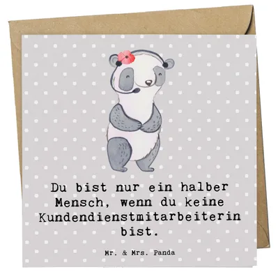 Produktbild von Mr. & Mrs. Panda Glückwunschkarte Kundendienstmitarbeiterin Herz - Grau Pastell - Geschenk, Customer Service, Callcenteragentin, anlasskarte, Spruch, Lustig, faltkarte
