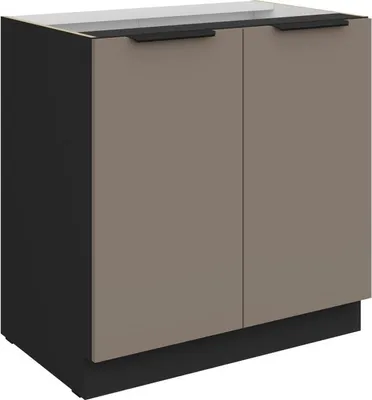 Produktbild von Unterschrank LUNARA mit zwei Türen – Breite 80 cm, Dunkelbeige/Schwarz