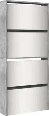 Produktbild von vidaXL Schuhschrank mit Spiegel 4 Fächer Betongrau 63x17x134 cm