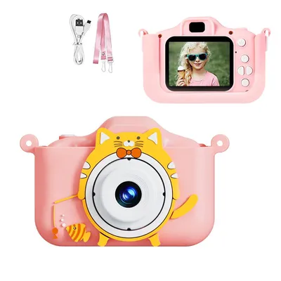 Zdjęcie produktu dla Aparat fotograficzny dla dzieci ZELURXX, aparat cyfrowy, wideo 1080P, podwójny obiektyw, wyświetlacz chroniący oczy, gry muzyczne, zabawka edukacyjna, pomysł na prezent, od 2 lat, różowy