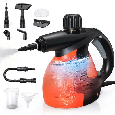 Produktbild von Dampfreiniger 1400W 4 Druckleisten Tragbarer Handdampfreinhiger mit 9 Zubehörteilen Haushaltsdampfreiniger mit 0,4L Wassertank für Küche, Bad, Auto