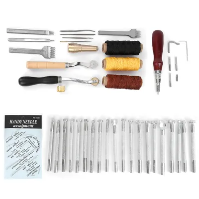 Zdjęcie produktu dla Narzędzie do stempli skórzanych, DIY rzemiosło skórzane, zestaw stempli skórzanych, zestaw narzędzi do stempli skórzanych, zestaw narzędzi do stempli skórzanych, dziurkacz do stempli skórzanych