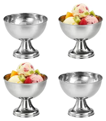 4er-Set Edelstahl-Eisbecher 150 ml, Dessertschalen, stapelbar