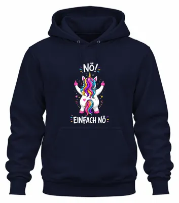 Produktbild von Nö Einfach Nö Einhorn Mittelfinger Statement Sarkasmus Hoodie Kapuzenpullover, Navy, L