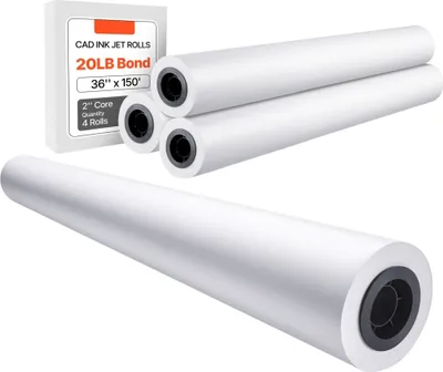 Immagine prodotto di Carta per plotter di grande formato - 4 rotoli 915mmx45,7m - Rotoli CAD Bond - Ideale per disegni tecnici e presentazioni