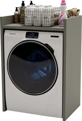 Produktbild von Waschmaschinenschrank Überbauschrank für Waschmaschine Badschrank Badezimmermöbel Waschmaschinenregal Waschmaschinenüberbau 66x97x62 (Grau Matt)