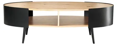 Image de CALICOSY - Table basse ovale avec flancs en métal noir L120 cm EKLO