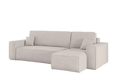 Produktbild von Kaiser Möbel Ecksofa mit schlaffunktion und bettkasten, Sofa L-form, Couch L-form BEST Poso Dicker Cord Beige Rechts