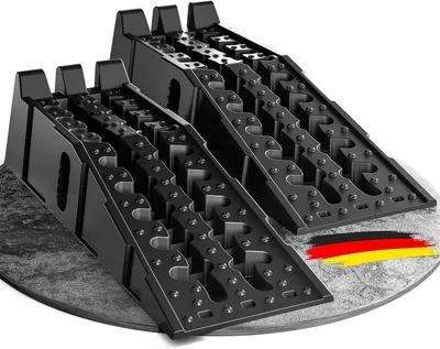 Image de Kit de cales de nivellement - Rampe pour voiture - Entretien véhicule - Adhérence maximale - Capacité de 5 tonnes - Noir