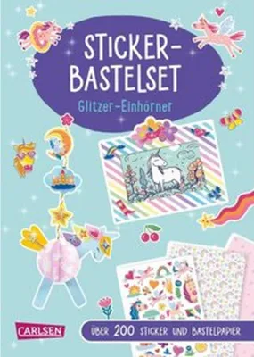 Produktbild von Bastelset für Kinder: Sticker-Bastelset: Glitzer-Einhörner