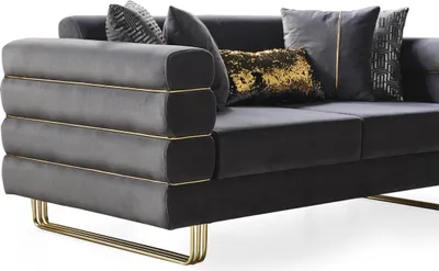 Produktbild von Wohnzimmer 2x 3-Sitzer Sofas Grau Polster Couchen Sitzmöbel Modern
