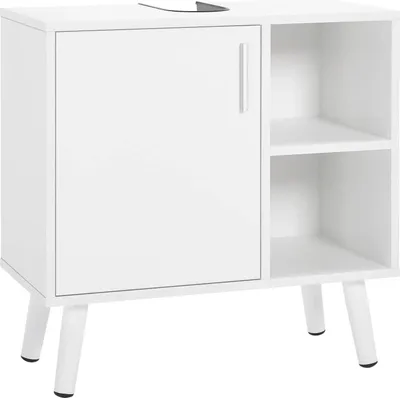 Produktbild von EUGAD Waschbeckenunterschrank mit Tür, Badezimmerschrank mit 2 offenen Ablagen, Weiß