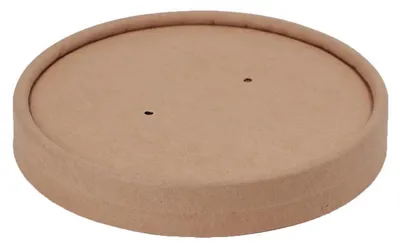 Produktbild von 125x Deckel für Suppenbehälter Suppenbecher aus Kraftpapier braun 400ml