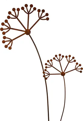 Produktbild von Gartenstecker Blume Beetstecker Topfstecker Metall Rost Gartendeko Edelrost Dolde 2er Set rostige Dekoration