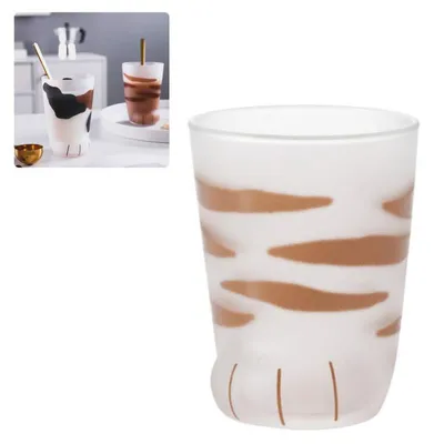 Immagine prodotto di Tazza in vetro a forma di impronta di zampa di gatto, tazza da caffè, bicchiere da colazione, bicchiere per latte, idea regalo