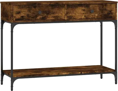 Image de vidaXL Table console chêne fumé 100x34,5x75 cm bois composite