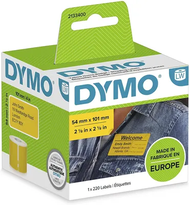 Image de Dymo Lot de 220 étiquettes 54 x 101 mm noir-jaune