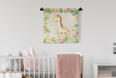 Produktbild von MuchoWow® Wandteppich Wandbehang Giraffe - Dschungel - Aquarell 60x60 cm Tapisserie Dekoration Wandtuch - Dekorationen - Wand Decke