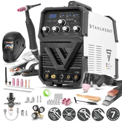 Produktbild von STAHLWERK Schweißgerät 3 in 1 Kombi AC/DC WIG 200 CUT ST - WIG & MMA bis 200 A, Plasmaschneiden bis 45 A, Edelstahl, Kupfer, Aluminium, Titan