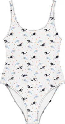 Produktbild von Mr. & Mrs. Panda Badeanzug Orca Zylinder Größe XS - Weiß - Geschenk, Shape-Badeanzug, Glückwunsch, UV-Badeanzug, Meer, Damen-Badeanzug, Fest, Narwal, Glitzer, Swimsuit