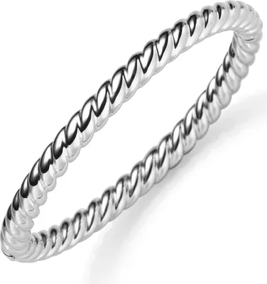 Produktbild von Kordel Armreif Armband Armschmuck aus 585 Gold Weißgold 6mm breit, glänzend