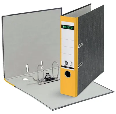 Produktbild von Ordner A4 Wolkenmarmor 180Grad 80mm gelb Packung mit 20 Stück