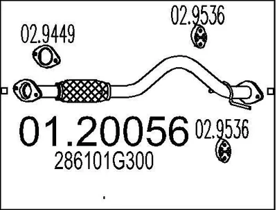 Produktbild von MTS Abgasrohr Auspuffrohr für KIA RIO II (JB) Vorne 01.20056