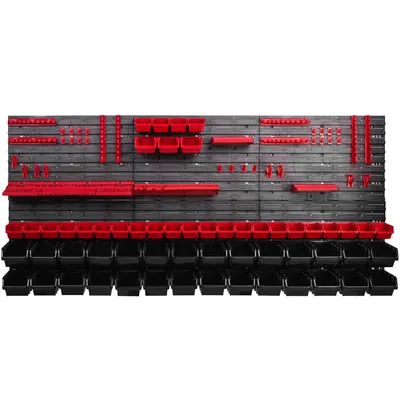 Obrázek produktu pro Nástěnný panel na nářadí 172x78 cm s 57 ks. Krabic závěsný Boxy se sadou držáků plastová