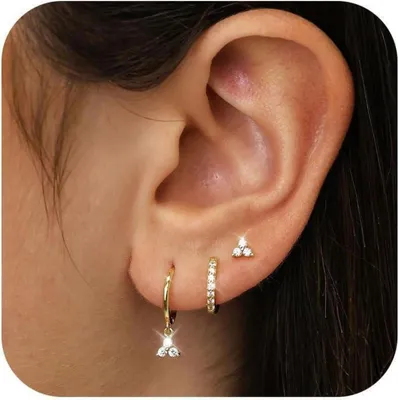 Immagine prodotto di Orecchini FUNEIA argento 925 placcato oro 14K con set di perni pendenti con zirconi