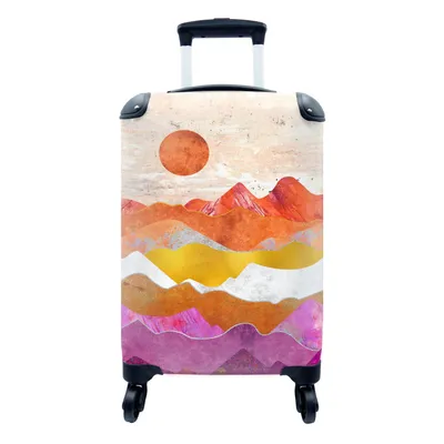 Produktbild von MuchoWow® Koffer Handgepäck Trolley Rollkoffer Kleine Reisekoffer mit 4 Rollen - Stolz - Lesbische Flagge - Marmor - Cabin Size < 55x40x23 cm & 55x40x20 cm - Fotokoffer - Kabinenkoffer - Boardgepäck - Reise-Box - Reisekoffer - Reisegepäck - Koffer mit Bild - Trolley für Kinder
