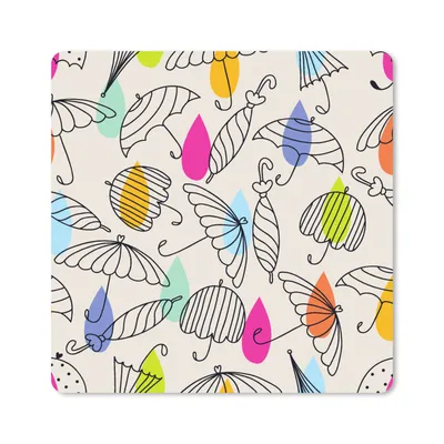 Produktbild von MuchoWow® Mauspad Mousepad Pastell - Regenschirm - Muster 20x20 cm - Mousepads - Maus Mat - Pad - Mausunterlage - Desk Mat - Bureauartikeln