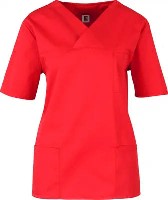 Produktbild von Kasack, Uni, Damenkasack, Herrenkasack, Schlupfkasack, Pflegekasack, bunt, leicht, Krankenhaus, Pflegedienst, Arztpraxis, 1/2-Arm, Gewebe sanfor, EU, Farbe BEB:rot, Größe BEB:4XL