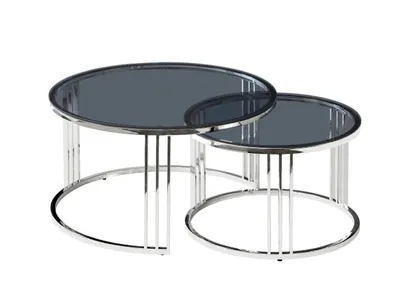 Obrázek produktu pro Set konferenčních stolků VENDEL - sklo / stříbrný