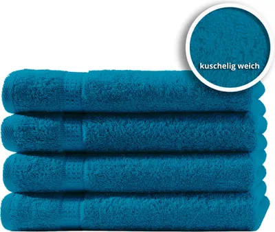 Produktbild von 4er Set Gästetücher Handtücher Duschtücher Badetücher Frottee 100% Baumwolle, Farbe:Petrol, Größe:Duschtücher 70x140 cm