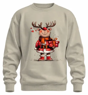 Imagen del producto de Camiseta de manga larga o sudadera con estampado de un reno Rudolph, ideal para regalar en Navidad, diseño divertido, uni, disponible en talla XXL