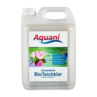 Produktbild von Aquani Teichklar Gartenteich 5.000ml natürlicher Teichklärer für klares Wasser im Teich 100% natürliche Inhaltsstoffe effektive Teichpflege ohne chemische Zusätze ideal für Koi und Schwimmteich