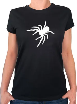 Produktbild von Huuraa Damen T-Shirt Spinne Silhouette M Black Bio Baumwolle Fairtrade Damenshirt Geschenkidee