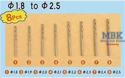 Obrázek produktu pro TRUMPETER TRU09956 Sada vrtáků 1,8 mm – 2,5 mm (8 kusů)