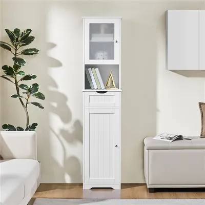Produktbild von Yaheetech Badezimmerschrank schmal 170 cm Hochschrank Badschrank Küchenschrank für Bad/Wohnzimmer/Küche