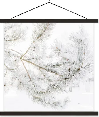 Produktbild von MuchoWow® Textilposter Winter - Äste - Schnee 60x60 cm mit schwarzem Rahmen - Posteraufhänger