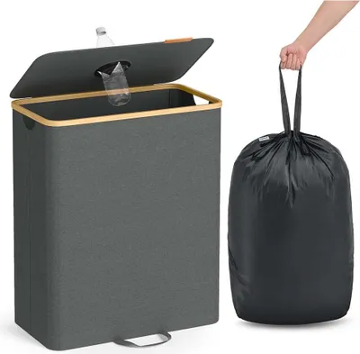 Produktbild von Flaschensammler-Abfallbehälter, 135 l, Grau/Braun – 52,5 x 38,5 x 70,5 cm