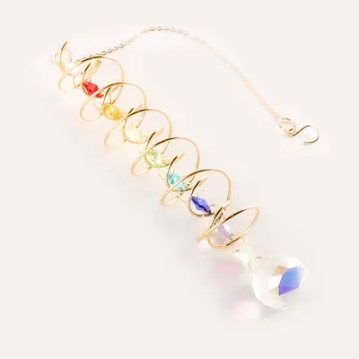 Kristall-Sonnenfänger mit Windspirale, 45 cm, Gold
