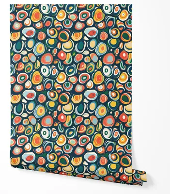 Produktbild von Selbstklebende Tapete Möbelfolie Bunte Kreise Abstrakt Modernes Design Retro Muster Tapete Küche Wohnzimmer Flur Schlafzimmer 5m x 0,5m