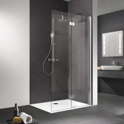 Produktbild von HSK 48206090-1-54 Walk In Exklusiv 2.0 Drehfalttür Pendelbar 900x2000mm Alu Silber-Matt Chinchilla