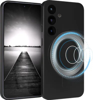 Produktbild von EAZY CASE - Silikonhülle magnetisch für Samsung Galaxy S25, Hülle Silikon, weich stoßfeste Magnet Handyhülle, Schutzhülle mit Kameraschutz, TPU Bumper in Schwarz