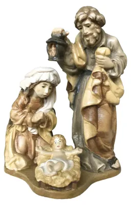 Holzkrippe Blockform Heilige Familie 9 cm handbemalt